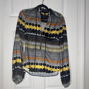 Karen Millen NWOT Geo‎ Stripe Zip Detail Blouse Top US Size 2